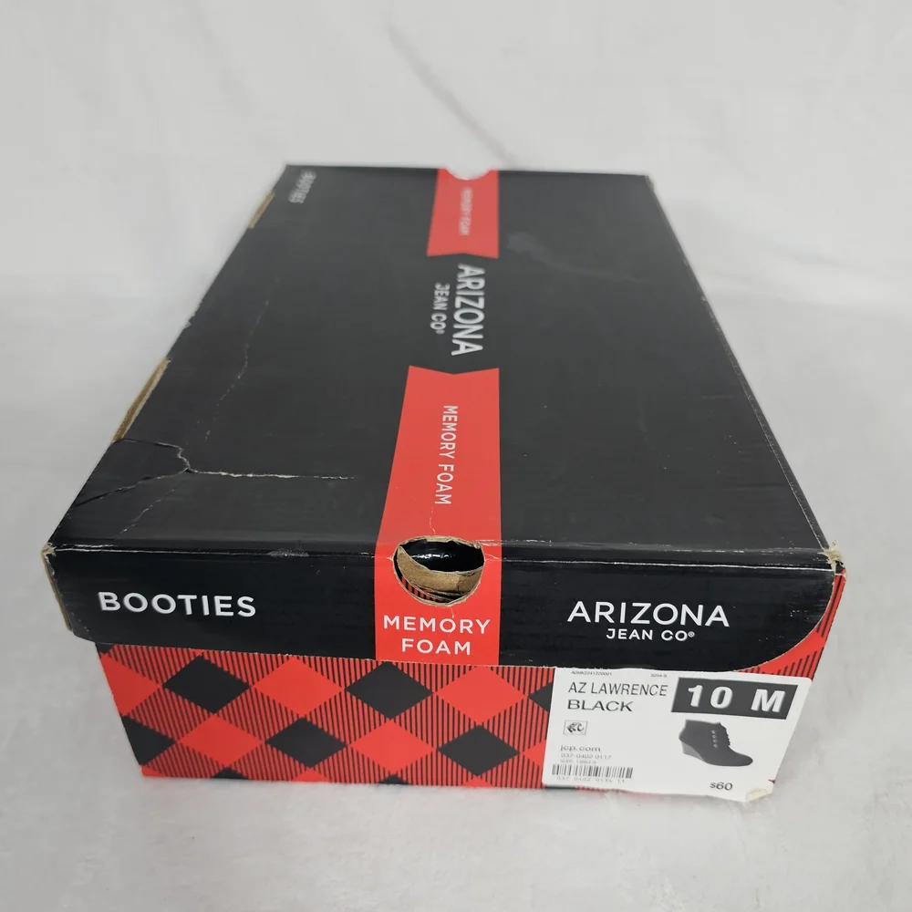 Women's Size 10 Arizona Jean Co. Lawrence Black Memory Foam Wedge Booties